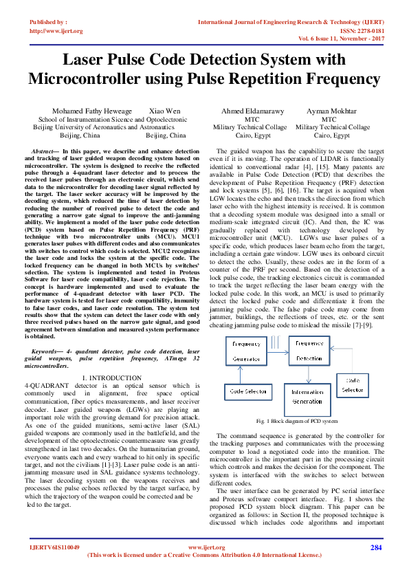 (PDF) IJERTLaser pulse code detection system with microcontroller