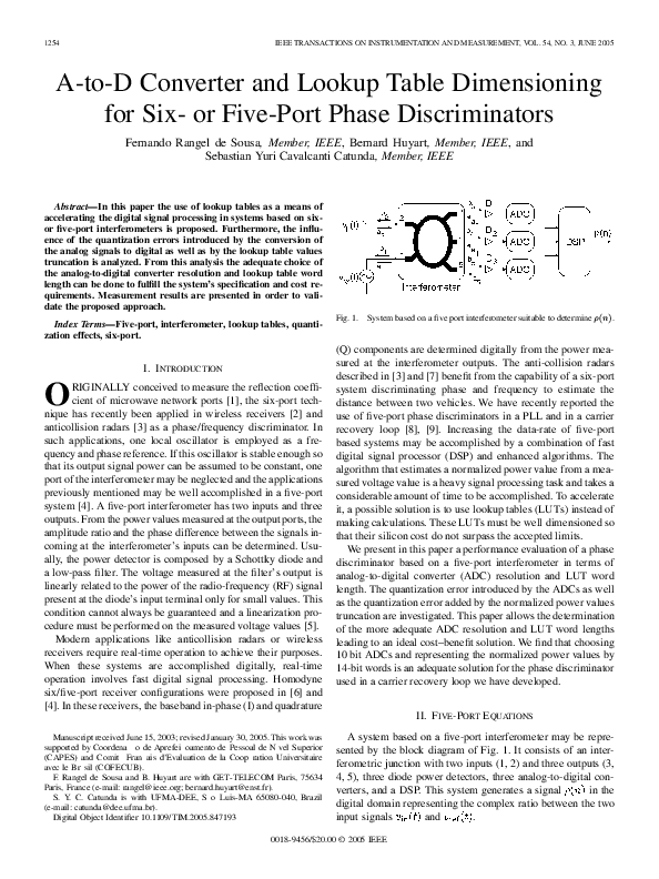(PDF) AtoD Converter and Lookup Table Dimensioning for Six or Five