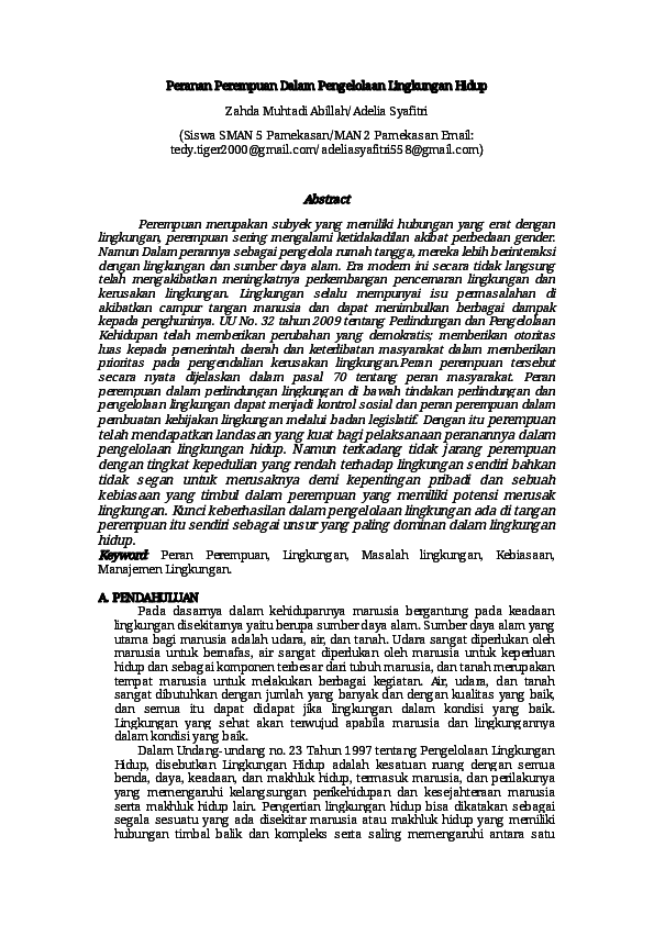 Peran Kelompok Perempuan dalam Pengelolaan Lingkungan