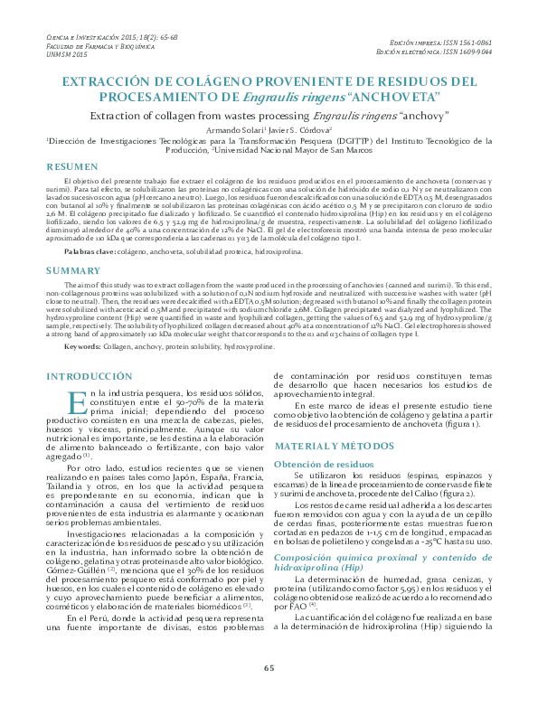 (PDF) Extraction of collagen from wastes processing Engraulis ringens ...
