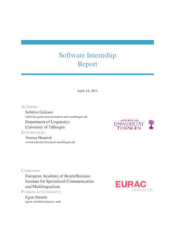 (PDF) Software Internship Report
