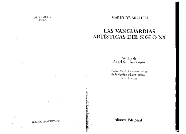Las Vanguardias Artisticas Del Siglo 20 Mario De Micheli Resumen