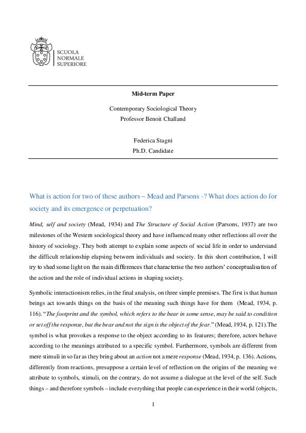 (PDF) The concept of «action» in Mead and Parsons