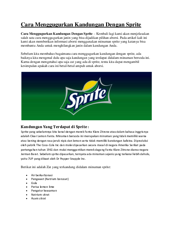 Doc Cara Menggugurkan Kandungan Sendiri Dengan Sprite Apakah Bisa Hallo Dokter 2 Academia Edu
