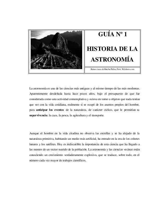 (PDF) GUÍA Nº 1 HISTORIA DE LA ASTRONOMÍA