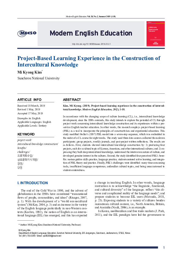 (PDF) Project-Based Learning Experience in the Construction of ...
