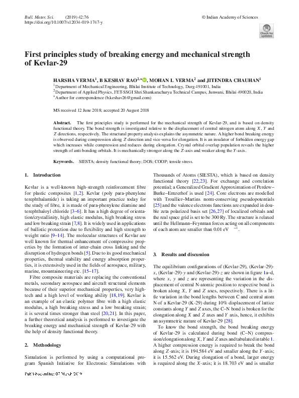 (PDF) First principles study of breaking energy and mechanical strength ...