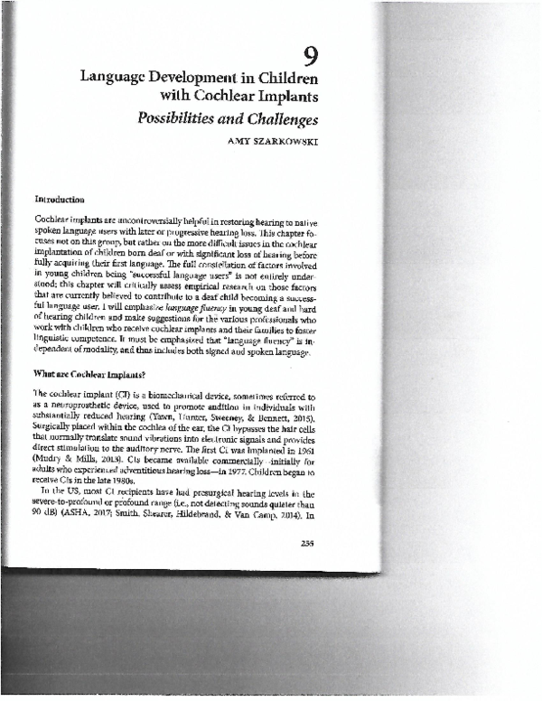 (PDF) Language development in children with cochlear implants ...