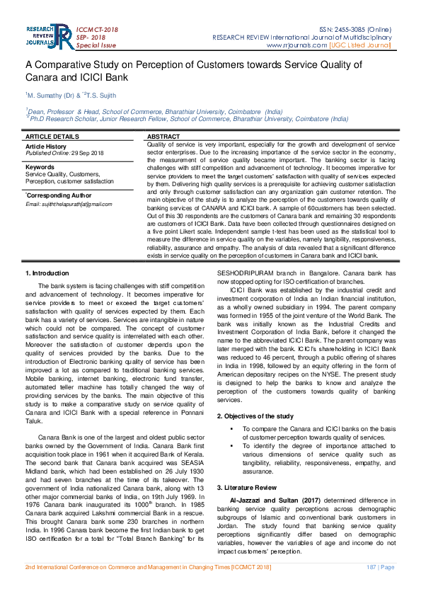 Pdf A Comparative Study On Perception Of Customers Towards