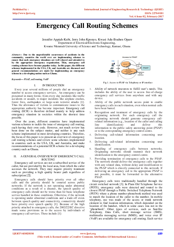 (PDF) IJERT-Emergency call routing schemes | IJERT Journal - Academia.edu