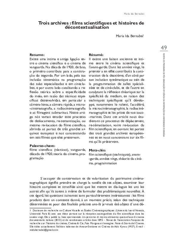 (PDF) Trois archives : films scientifiques et histoires de ...