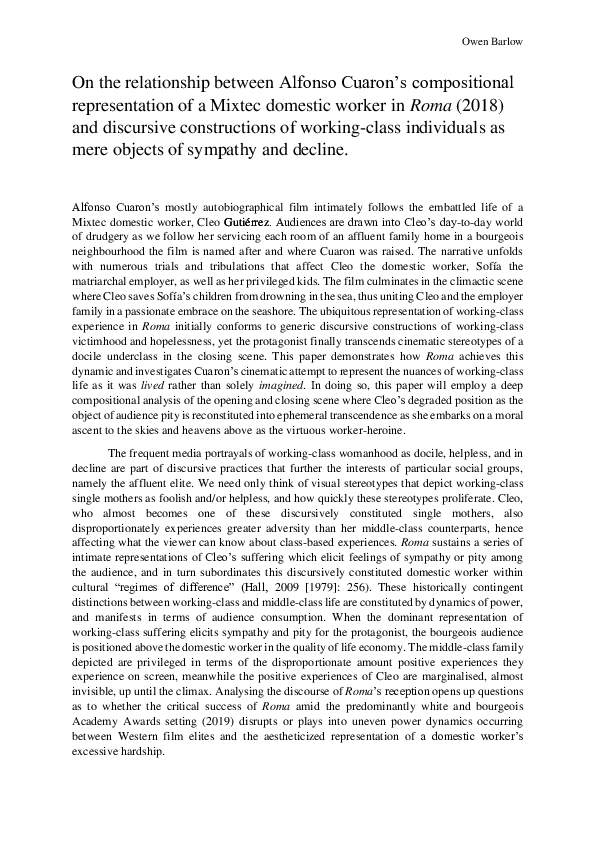 (DOC) The Discursive Constructions of Working-class identity in Alfonso ...