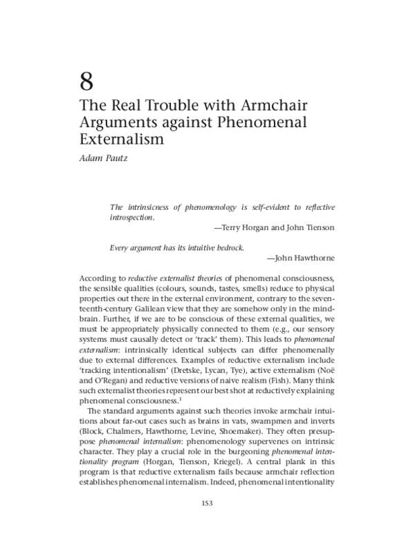(PDF) The Real Trouble with Armchair Arguments Against Phenomenal