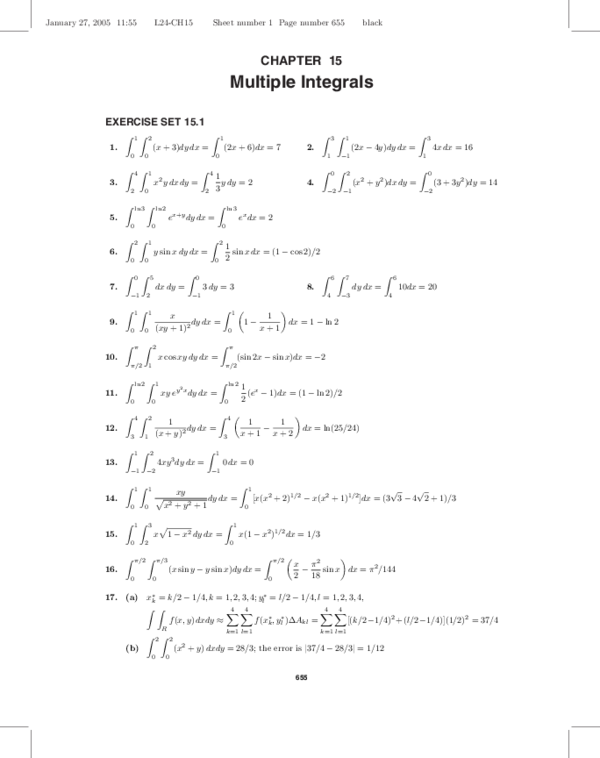 (PDF) Multiple Integrals EXERCISE SET 15.1
