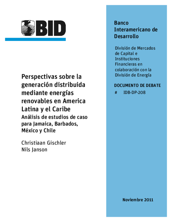 (PDF) Energías renovables en America Latina y el Caribe