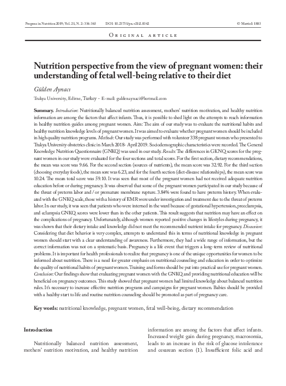 (PDF) Nutrition perspective from the view of pregnant women: their ...