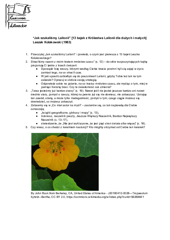 (PDF) Ćwiczenia Literackie: "Jak szukaliśmy Lailonii" [13 bajek z