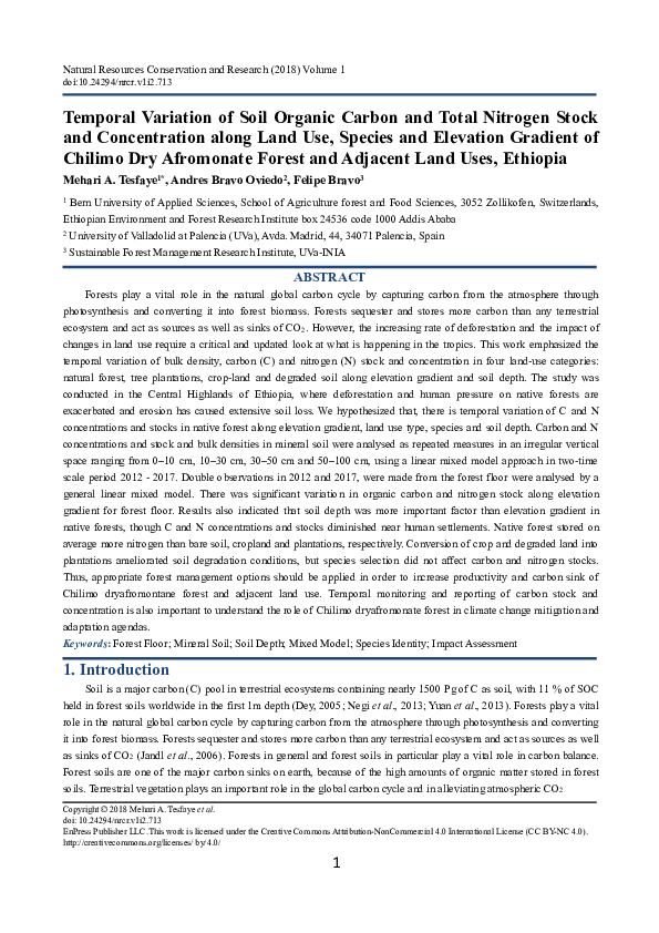 (PDF) Temporal Variation of Soil Organic Carbon and Total Nitrogen ...