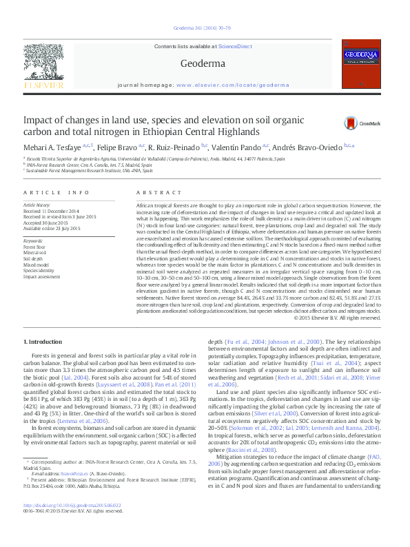 (PDF) Impact of changes in land use, species and elevation on soil ...