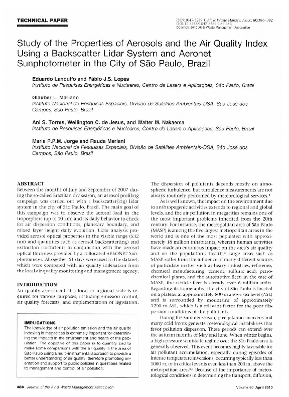 (PDF) Study of the Properties of Aerosols and the Air Quality Index ...