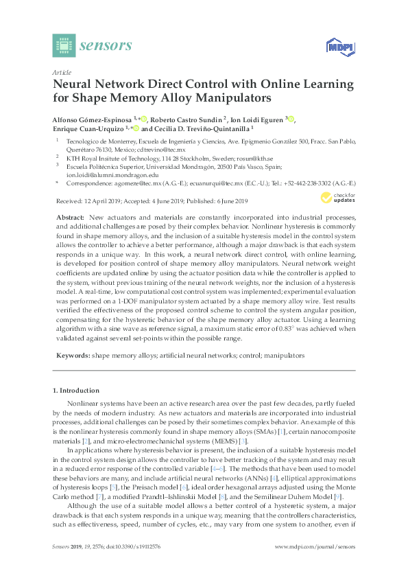 (PDF) Neural Network Direct Control with Online Learning for Shape ...