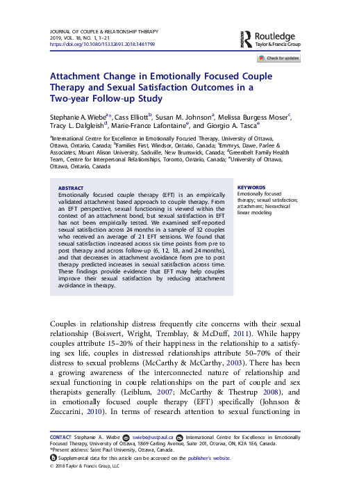 (PDF) Attachment Change in Emotionally Focused Couple Therapy and ...
