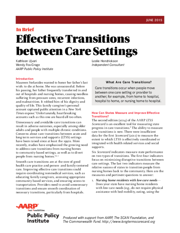 (PDF) 2015 Effective Transitions between Care Settings