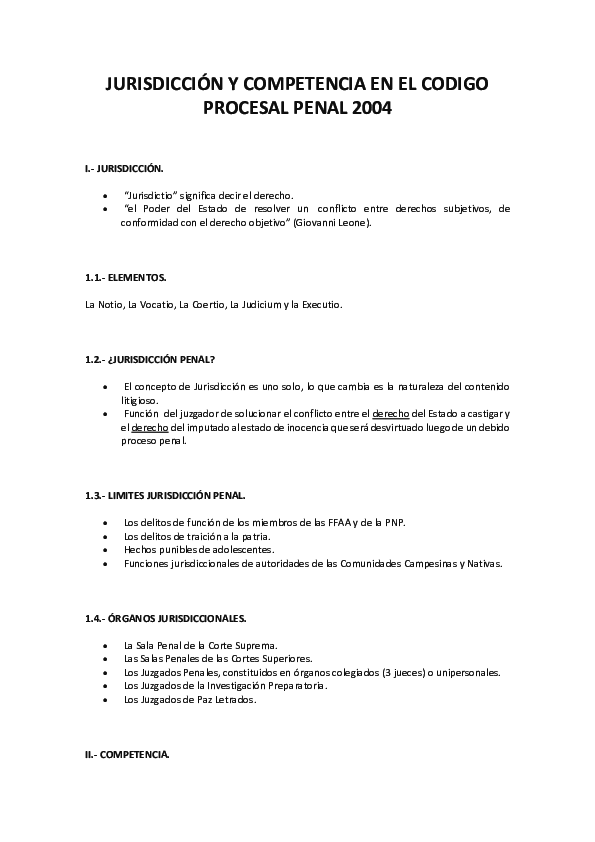 (DOC) JURISDICCIÓN Y COMPETENCIA EN EL CODIGO PROCESAL PENAL 2004