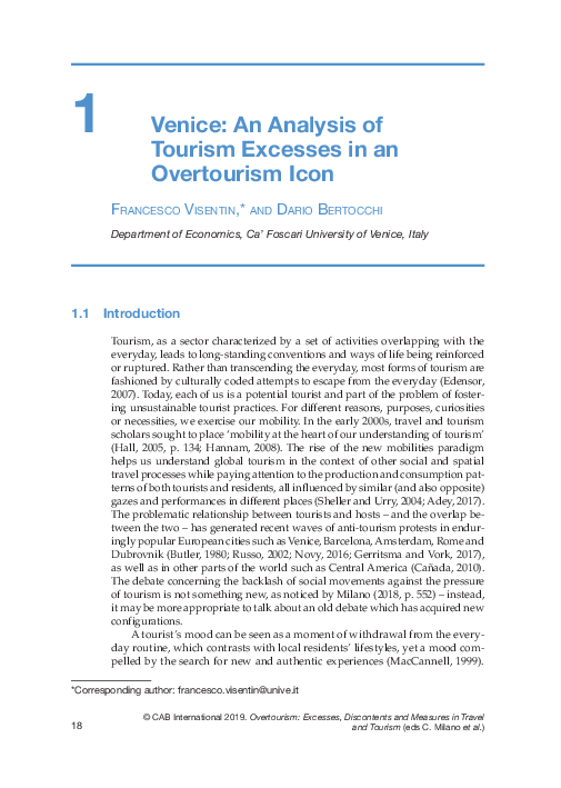 (PDF) Venice: An Analysis of Tourism Excesses in an Overtourism Icon