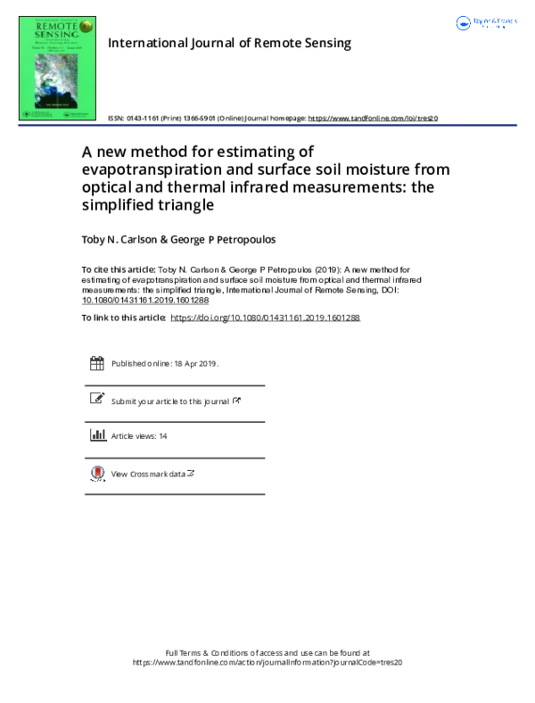 (PDF) -A new Method for Estimating Evapotranspiration and Surface Soil ...