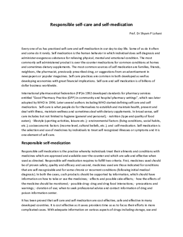 (DOC) Responsible self-care and self-medication
