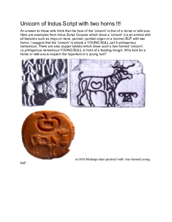 (PDF) Unicorn of Indus Script with two horns