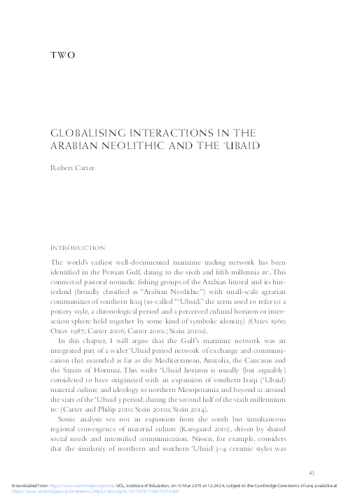 (PDF) GLOBALISING INTERACTIONS IN THE ARABIAN NEOLITHIC AND THE 'UBAID