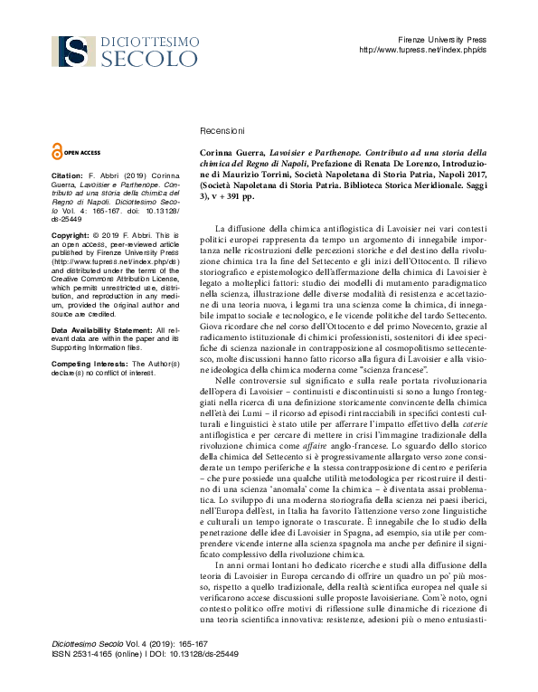 (PDF) Abbri Ferdinando, Review of Corinna Guerra, Lavoisier e