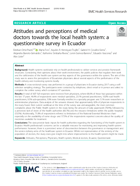 (PDF) Attitudes and perceptions of medical doctors towards the local ...