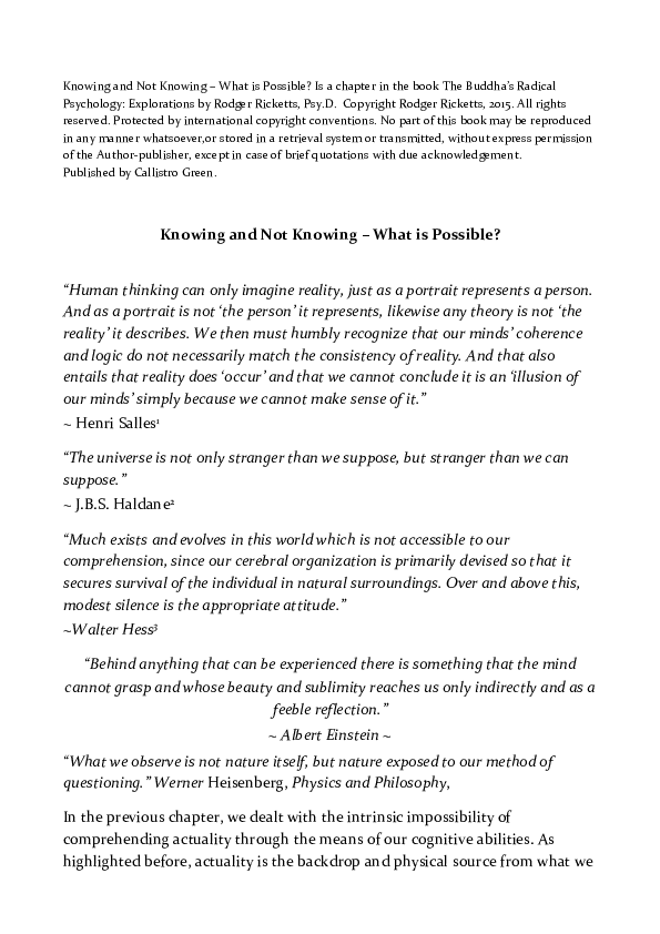  pdf knowing and not knowing what is possible 