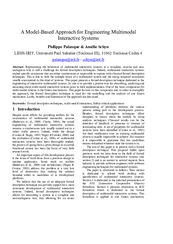 (PDF) A Model-Based Approach for Engineering Multimodal Interactive Systems