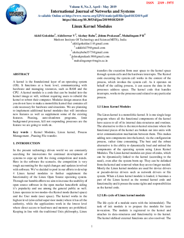 (PDF) Linux Kernel Modules