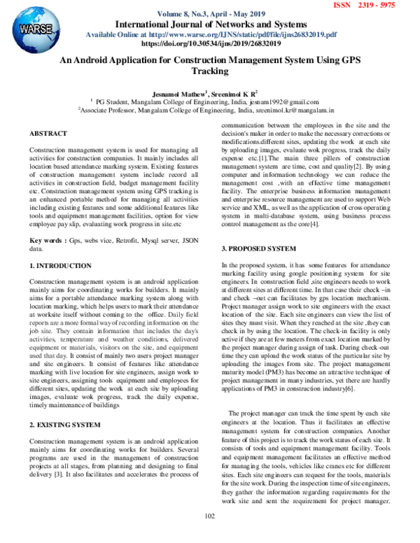 (PDF) An Android Application for Construction Management System Using ...