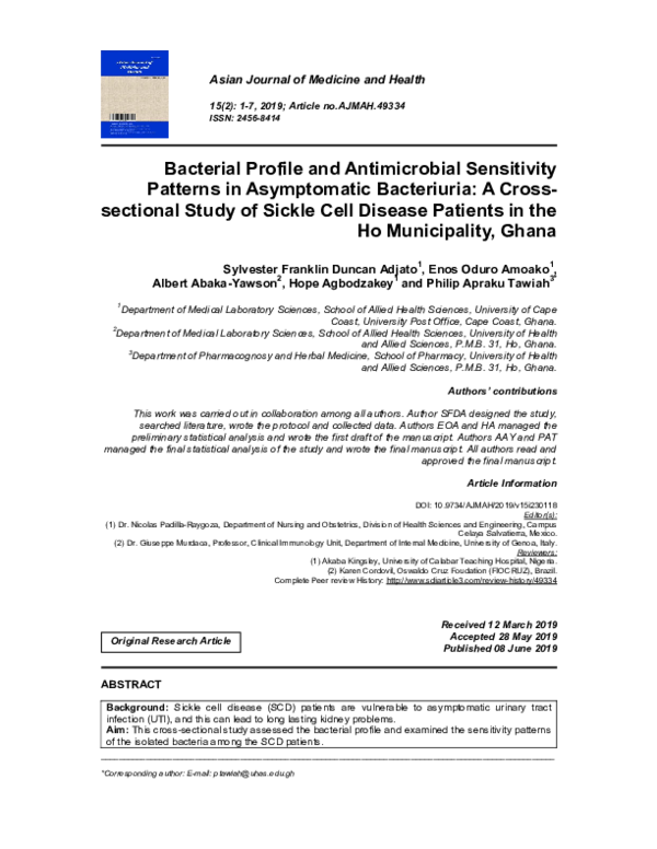 (PDF) Bacterial Profile and Antimicrobial Sensitivity Patterns in ...