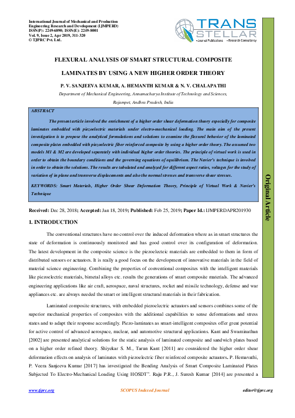(PDF) FLEXURAL ANALYSIS OF SMART STRUCTURAL COMPOSITE LAMINATES BY ...