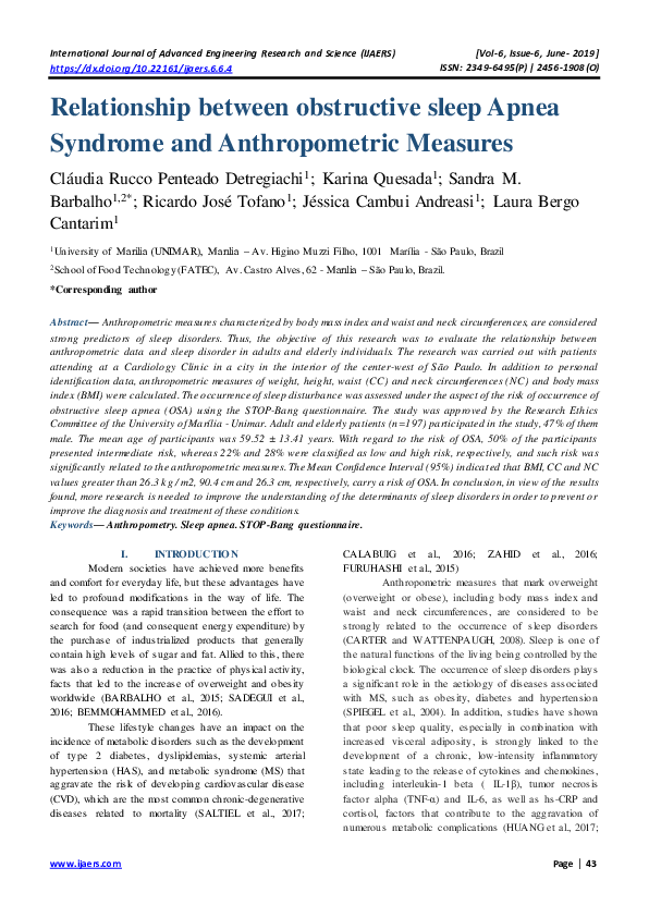 (PDF) Relationship between obstructive sleep Apnea Syndrome and ...