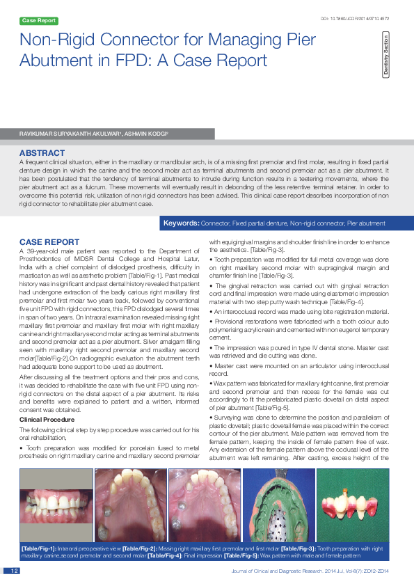 (PDF) NonRigid Connector for Managing Pier Abutment in FPD A Case Report CASE REPORT nidhi