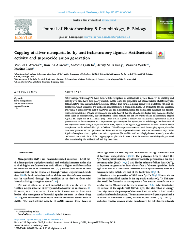 (PDF) Capping of silver nanoparticles by anti-inflammatory ligands ...