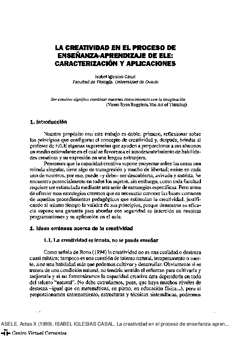 (PDF) LA CREATIVIDAD EN EL PROCESO DE ENSEÑANZA-APRENDIZAJE DE ELE ...