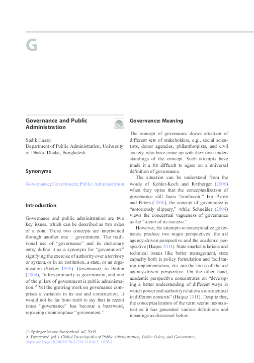 (PDF) Governance and Public Administration