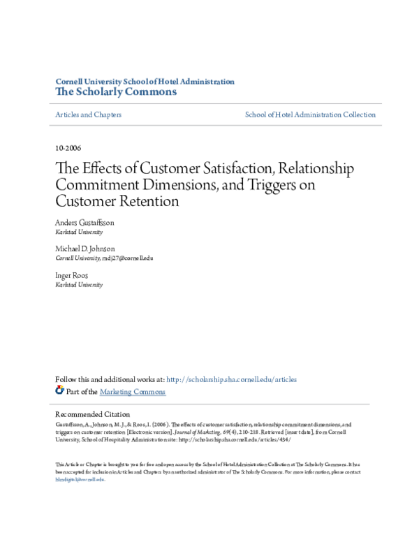 (PDF) The Scholarly Commons The Effects of Customer Satisfaction ...