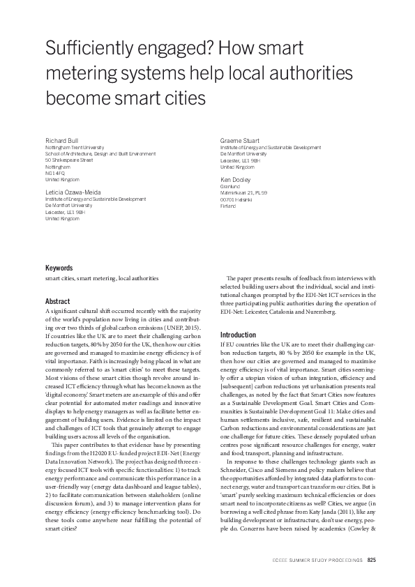 (PDF) Sufficiently engaged? How smart metering systems help local ...
