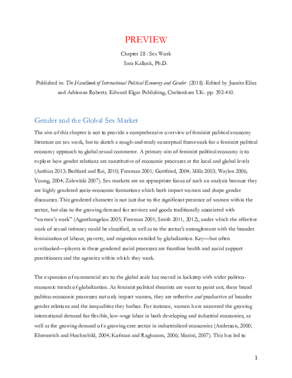 (DOC) Chapter 28 : Sex Work Gender and the Global Sex Market