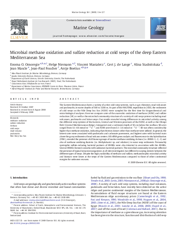 (PDF) Microbial methane oxidation and sulfate reduction at cold seeps ...